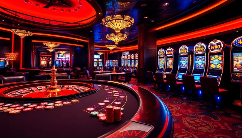 Experience the thrill of birutoto with an immersive casino scene featuring poker tables and slot machines.