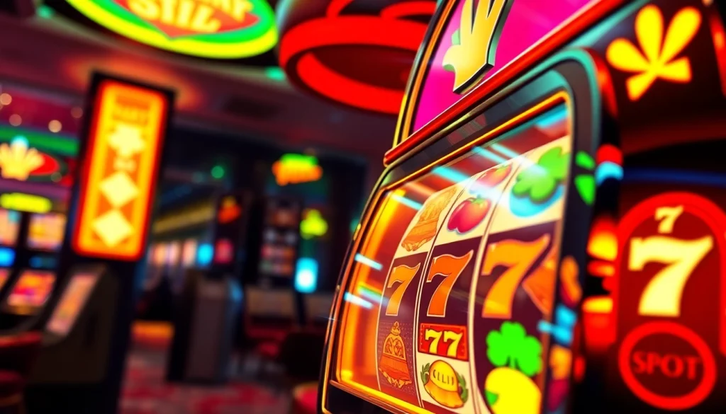 Exciting slot machine gaming scene representing hoki138 pro's vibrant online gambling experience.
