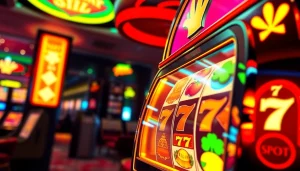 Exciting slot machine gaming scene representing hoki138 pro's vibrant online gambling experience.