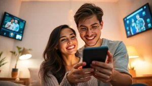 Emotional interaction between a person and AI device exploring sex AI connections in a warm, inviting environment.