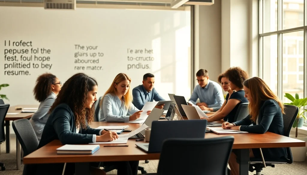 Find reliable resume writing services near me with professional writers collaborating in a modern office.