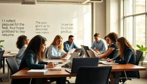 Find reliable resume writing services near me with professional writers collaborating in a modern office.