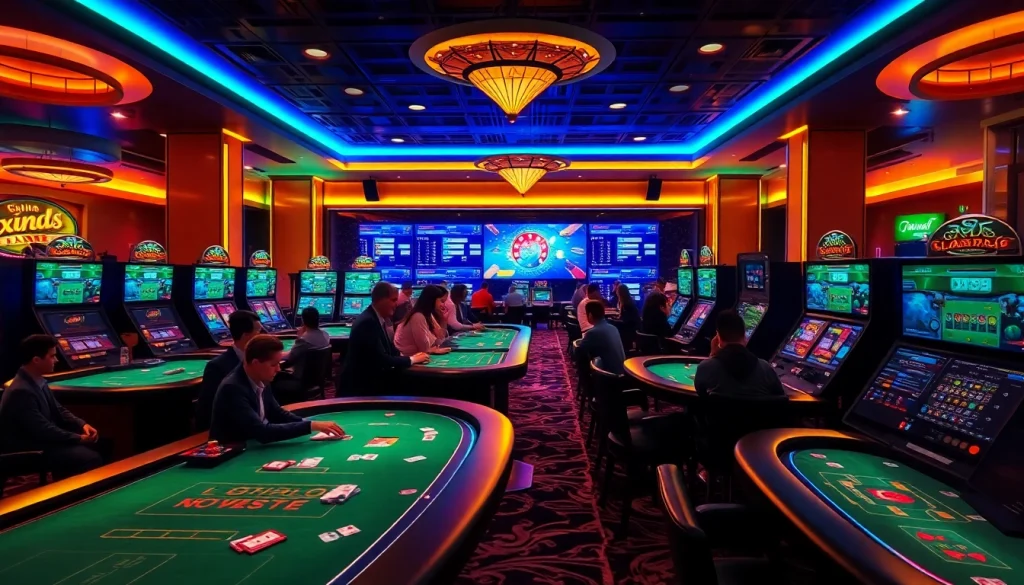 Experience the excitement of online casinos in Saskatchewan with vibrant gaming tables and lively atmosphere.
