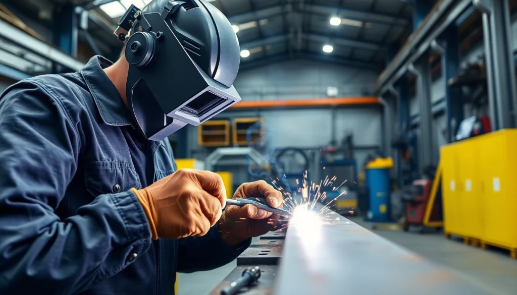 Welding structural steel with precision in an industrial environment, highlighting techniques and tools.