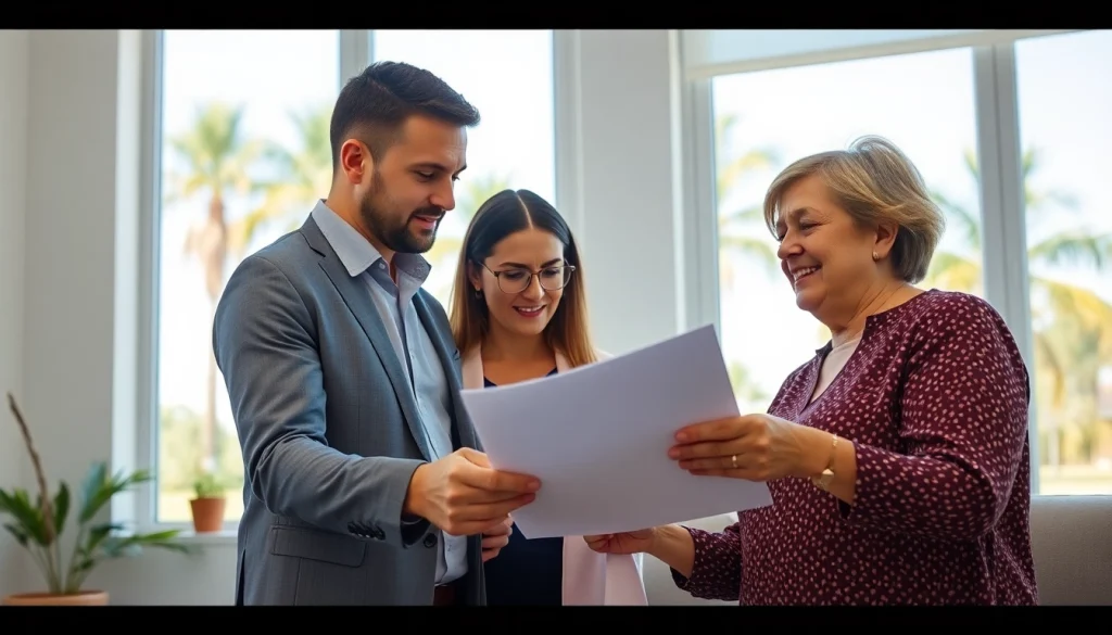 Florida Public Adjuster guiding a homeowner through the insurance claim process in a professional setting.