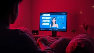 Engaging in intimate ai sex chat with a character on a digital screen.