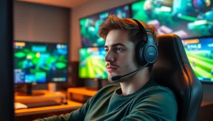 Menangkan pengalaman seru di PLANET77 game dengan gamer fokus di ruang permainan yang dinamis.