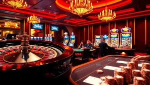 Experience excitement at https://rr88.wales/ with vibrant casino scenes featuring roulette and poker action.