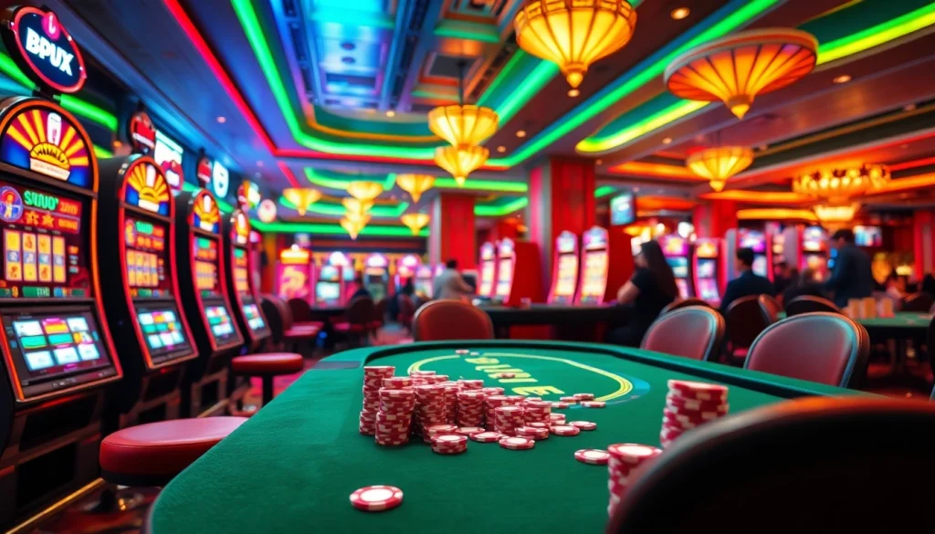 Exciting idn slot gameplay showcasing vibrant casino elements and lively atmosphere.