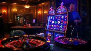 Experience the thrill of winning at a slot depo pulsa in a luxurious casino setting.
