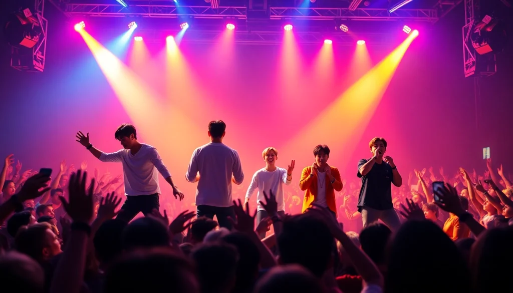 BTS news highlights an energetic live performance event with fans and members in action.