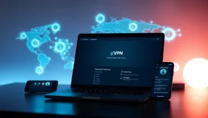 笔记本电脑上的快连VPN界面，展示现代数字工作空间中的无缝连接。