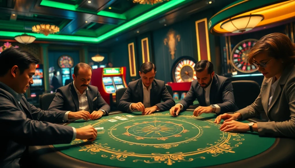 High-stakes gamblers at a poker table with Waterdrop WD-F08 Replacement for 4396841 nearby, showcasing casino luxury.
