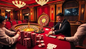Experience the thrill of high-stakes poker at https:/nk88.us.com/ with vibrant chips and an elegant casino atmosphere.