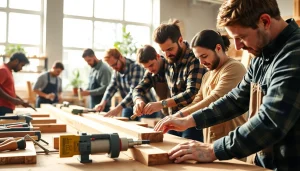 Apprentices engaged in carpentry workshop, promoting Carpentry Apprenticeship Near Me opportunities.