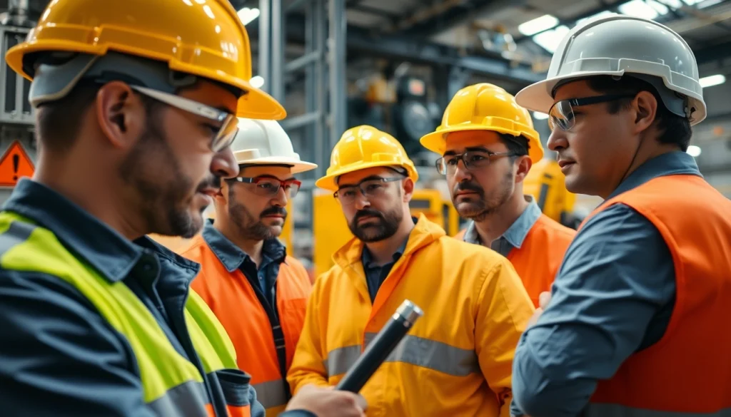 Identifying physical hazards during a workplace safety inspection, highlighting safety measures in action.