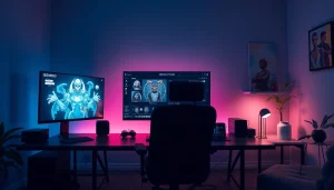 NSFW AI interface displayed on a high-tech computer in a modern workspace