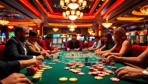 Pinco Casino mercler masasında müxtəlif rəngli çip və kartlar.