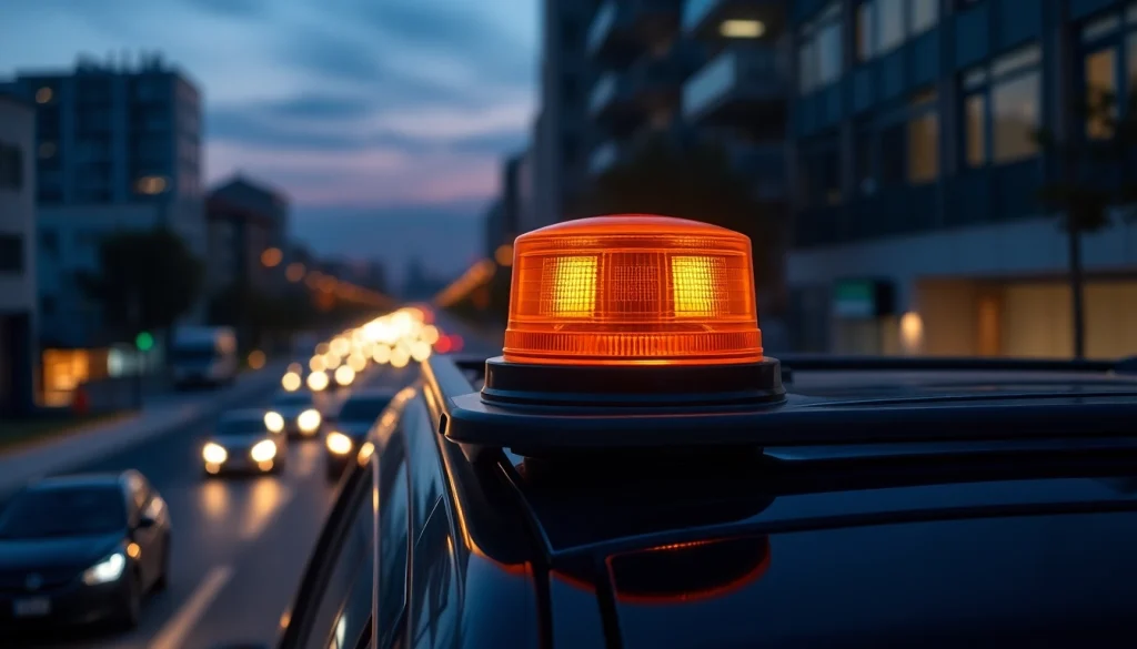Aktivieren Sie die Warnleuchte V16 auf dem Dach eines Fahrzeugs, um die Sichtbarkeit im Straßenverkehr zu erhöhen.