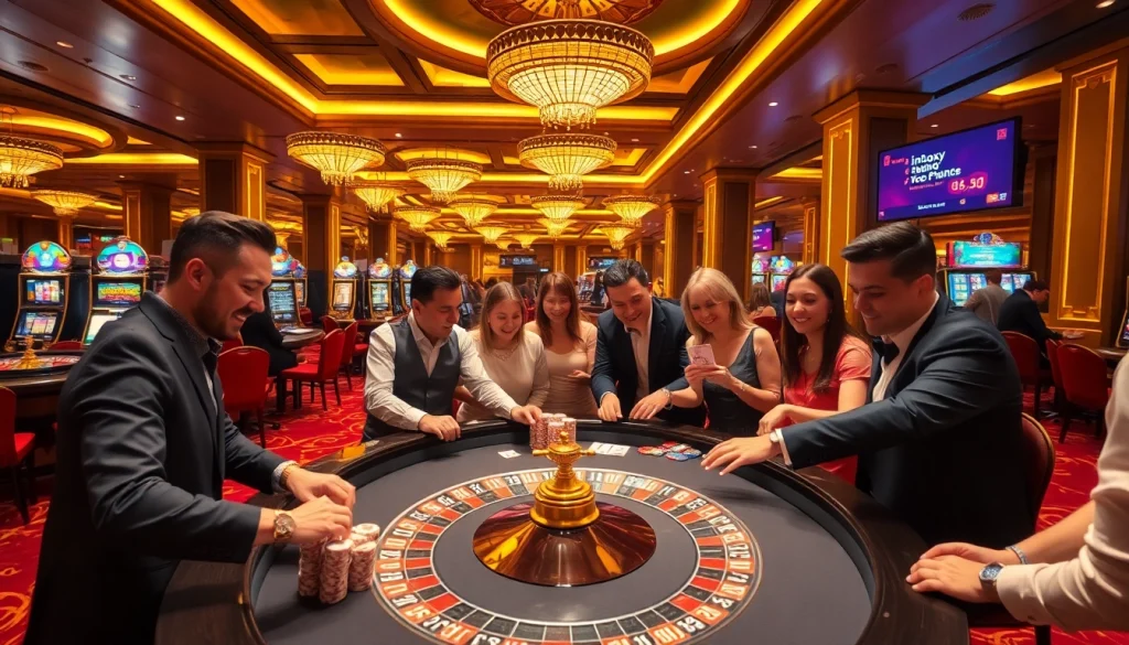 Indoxxi players engaging at an exciting roulette table in a luxurious casino.
