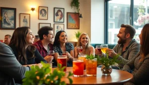 Friends sharing joyful moments at a social club Madrid, highlighting a vibrant community atmosphere.