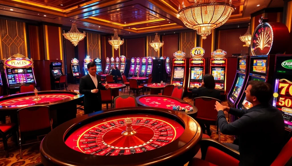 Players engaging in thrilling casino games at vuabai9, showcasing excitement and professionalism.