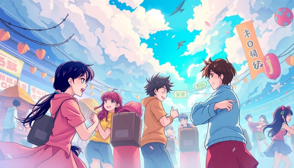 newtoki 웹툰 세계의 다채로운 캐릭터와 장면을 보여주는 일러스트