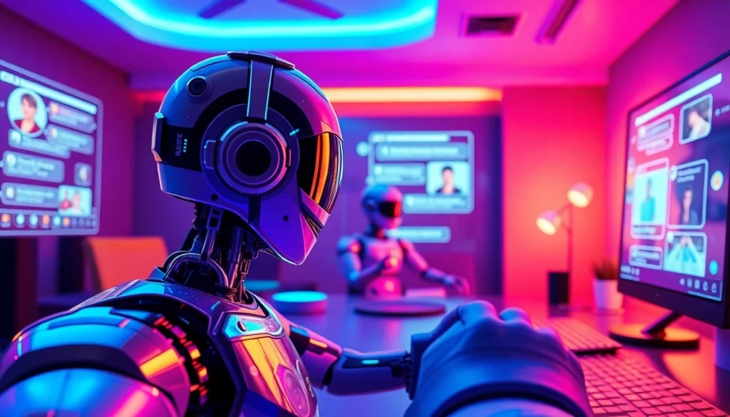 The best nsfw ai chatbots showcased in a modern digital interface with neon colors and interactive displays.