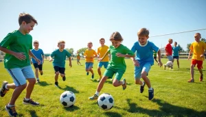Engaging activities at Multi Sports Camps for Boys with soccer, laughter, and teamwork.