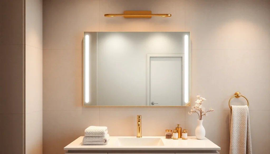 Installing a mirror with Lights enhances elegance and brightness in your bathroom.