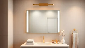Installing a mirror with Lights enhances elegance and brightness in your bathroom.