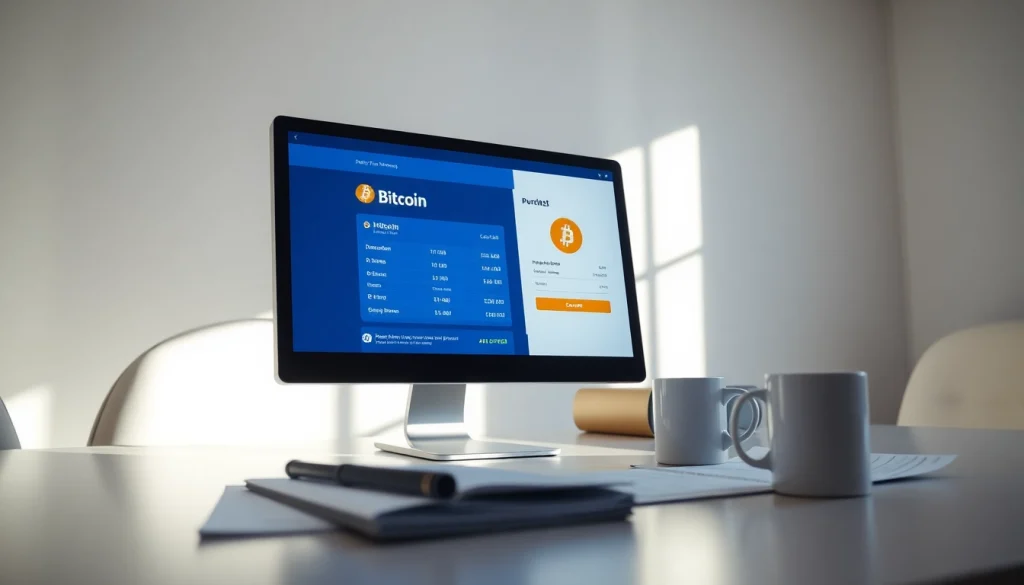 Acheter bitcoin avec un logiciel de gestion financière dans un bureau moderne.