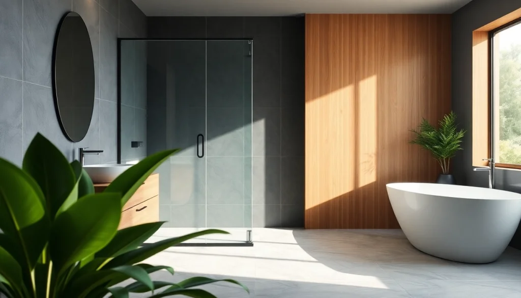 Install a shower door black frame in a sleek modern bathroom showcasing elegant design.