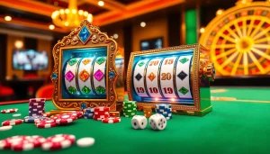 Naga169: Enjoy exhilarating gameplay at the situs judi slot online Naga169 with vibrant slot machines and casino elements.