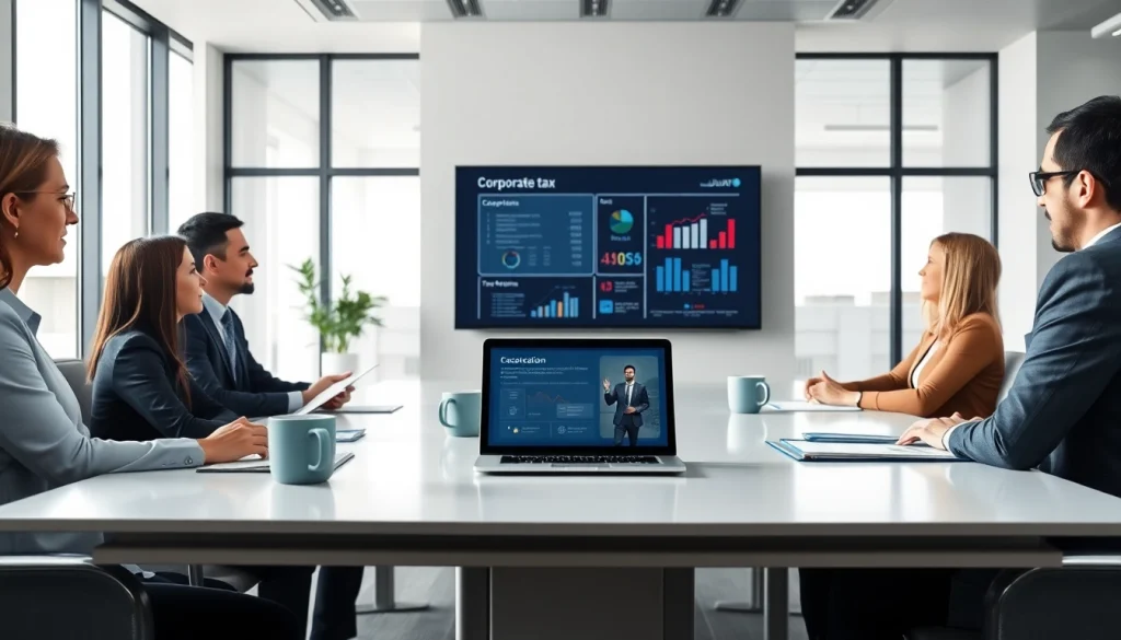 Corporate Tax Return Filing in UAE meeting with professionals discussing tax strategies.